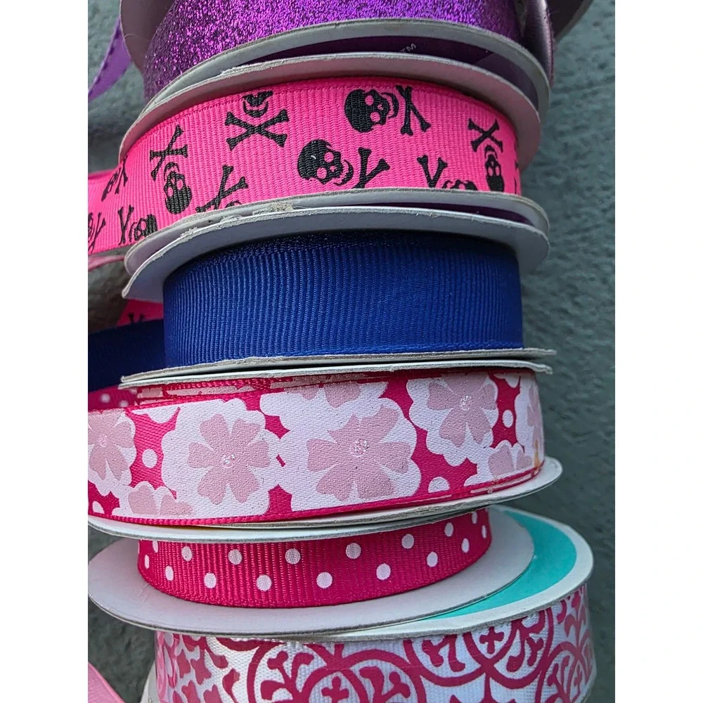 Celebrate It Craft Ribbon Lot 10‎ Spools Grosgrain Satin Glitter Floral Skulls